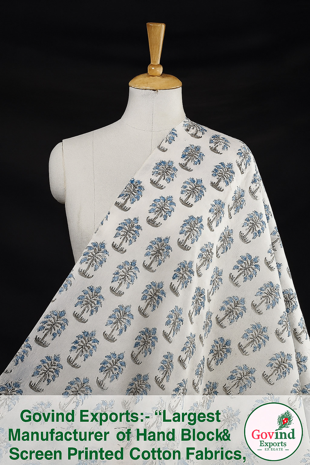 hand block Plam tree print fabric